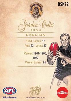 2015 Select AFL Honours Series 2 - Brownlow Sketches #BSK72 Gordon Collis Back